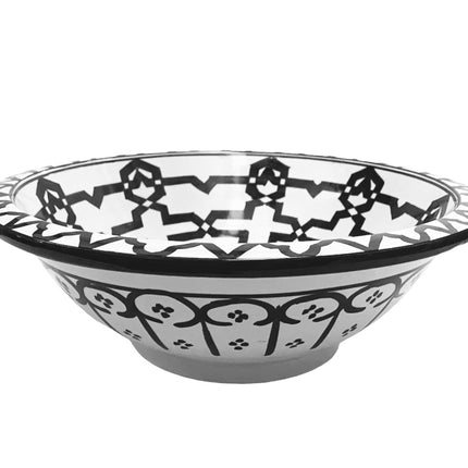 Orientalisches Waschbecken - Marokkanisches Aufsatzwaschbecken Keramik schwarz - weiß