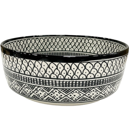 Marokkanisches Keramikwaschbecken 35 cm schwarz-weiß