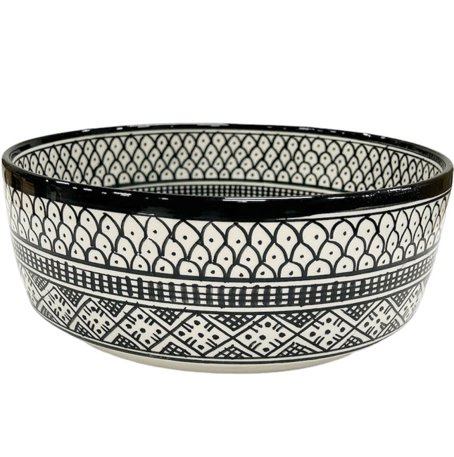 Marokkanisches Keramikwaschbecken 35 cm schwarz-weiß