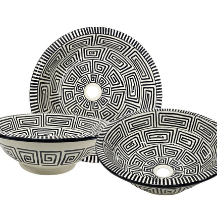 Marokkanisches Keramikwaschbecken - Waschbecken schwarz-weiß