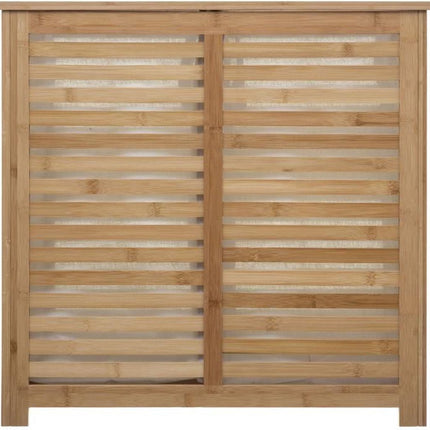 Wasmand Bamboe - Dubbele bak - 2x 50 liter compartiment - 58 x 40 x 60 cm - met deksel