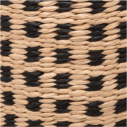 Wäschekorb aus geflochtenem Schilfrohr – beige/schwarz – 64 Liter – 33 x 33 x 53 cm