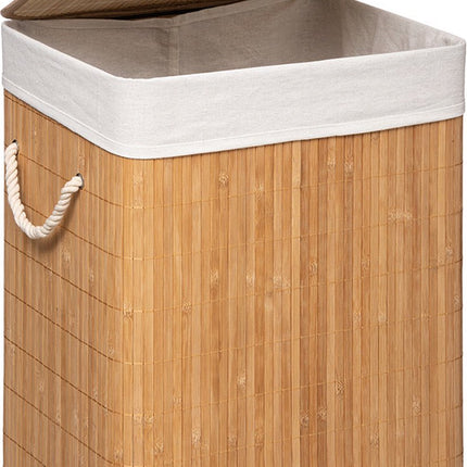 5Five Wasmand van bamboe - 60 liter - 41 x 30 x 50 cm - met deksel