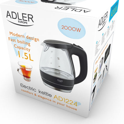 Adler AD 1224 Wasserkocher 1.5 Ltr mit LED-Beleuchtung