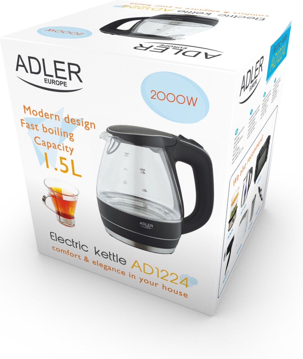 Adler AD 1224 Electric Kettle 1.5 L with LED lighting
