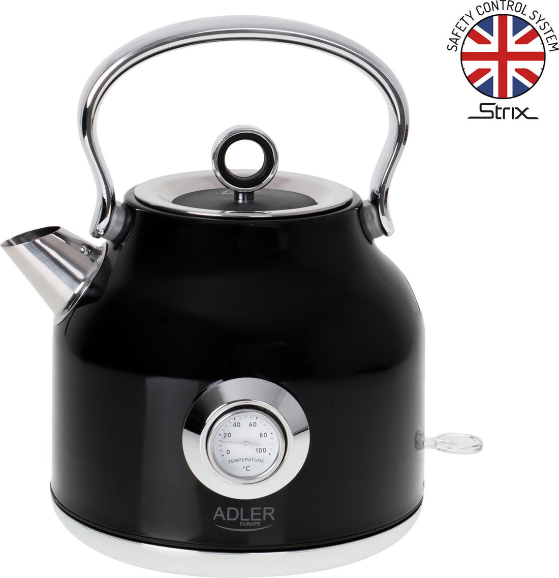 Bouilloire avec thermomètre - noire - 1,7 litre - métal