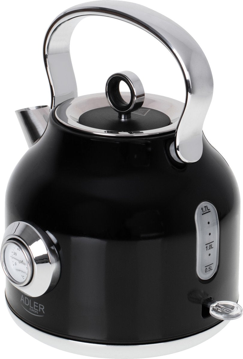 Bouilloire avec thermomètre - noire - 1,7 litre - métal