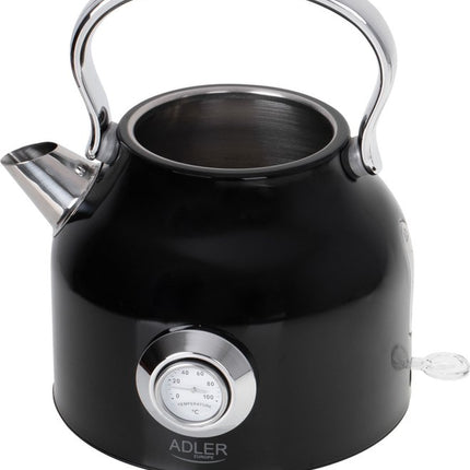 Waterkoker met thermometer - zwart - 1.7 liter - metaal