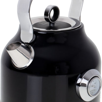 Waterkoker met thermometer - zwart - 1.7 liter - metaal