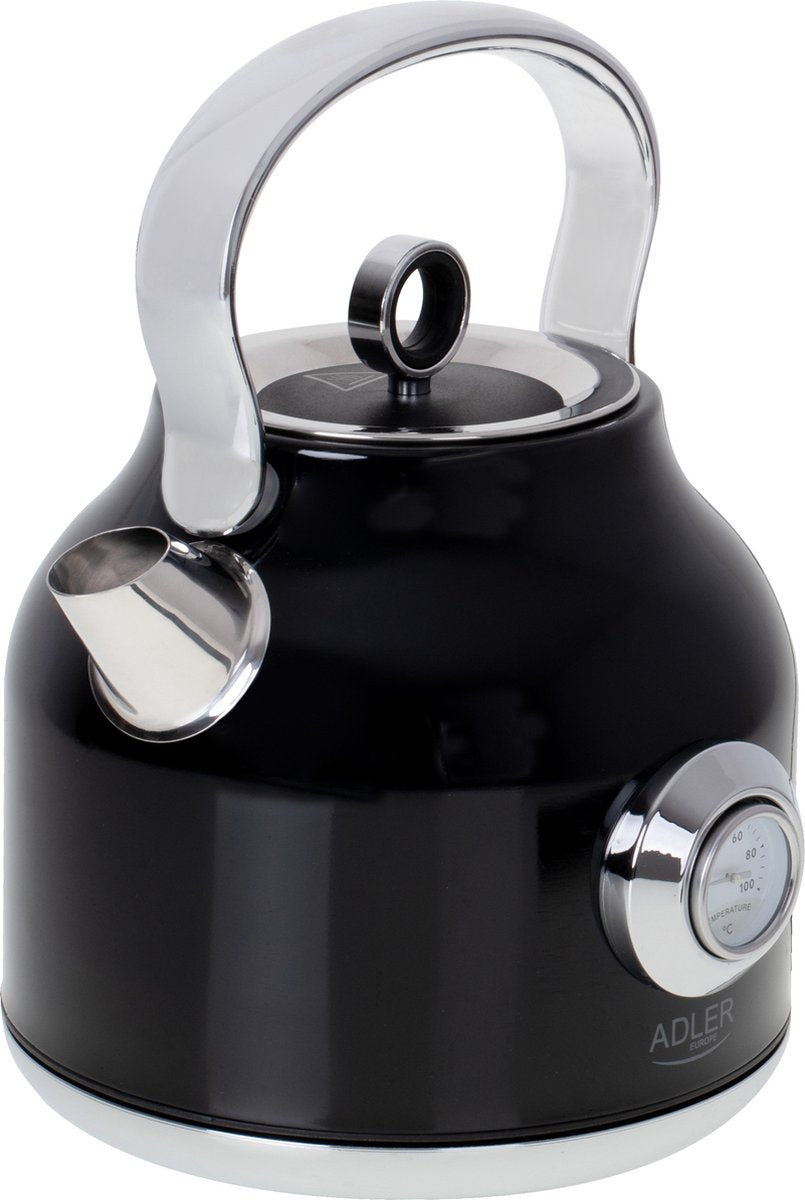 Bouilloire avec thermomètre - noire - 1,7 litre - métal