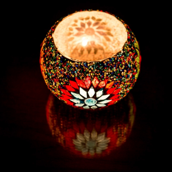 Mediterranean tea light holder flower - Multi-colour
