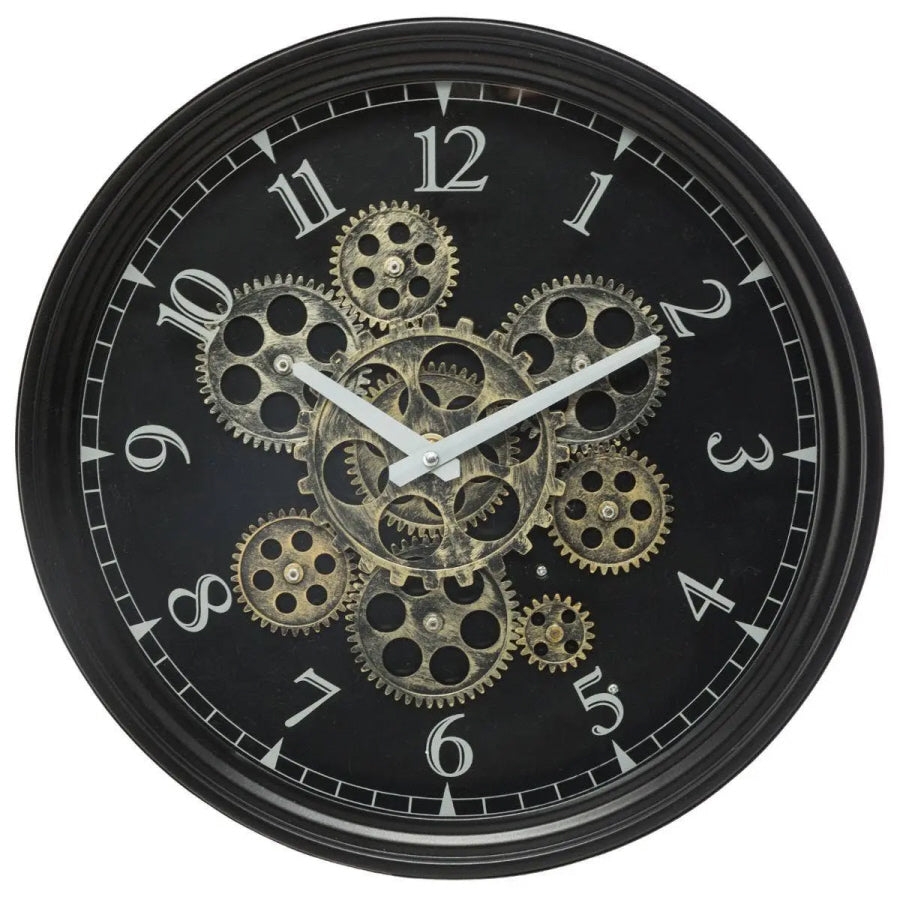 Horloge mural industriel avec engrenages mobiles - Ø37 cm