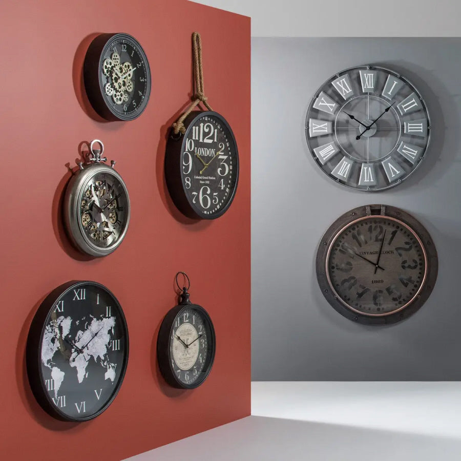 Horloge mural industriel avec engrenages mobiles - Ø37 cm