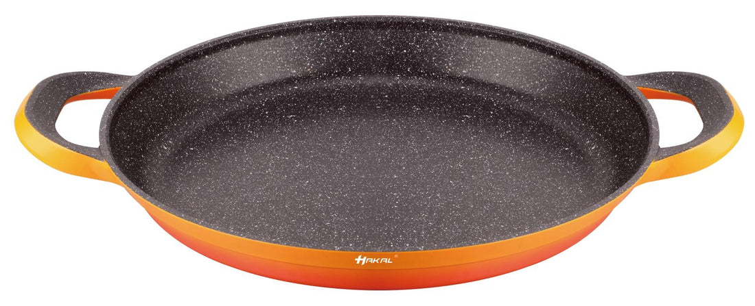 Poêle à paella orange - Revêtement marbre - compatible induction