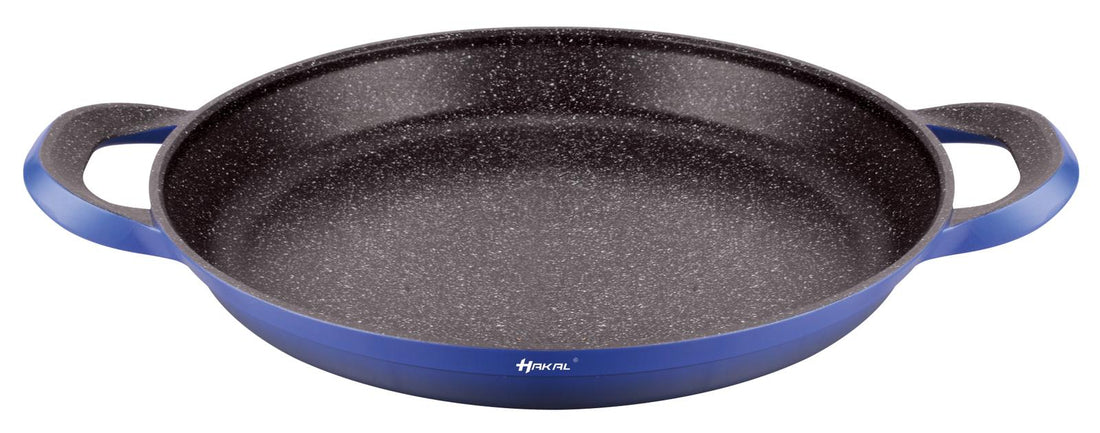 Poêle à Paella bleue - Revêtement marbré - compatible induction