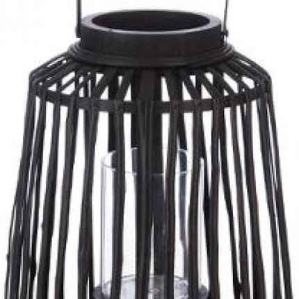 windlicht - lantaarn - rotan - zwart- hoogte 40 cm