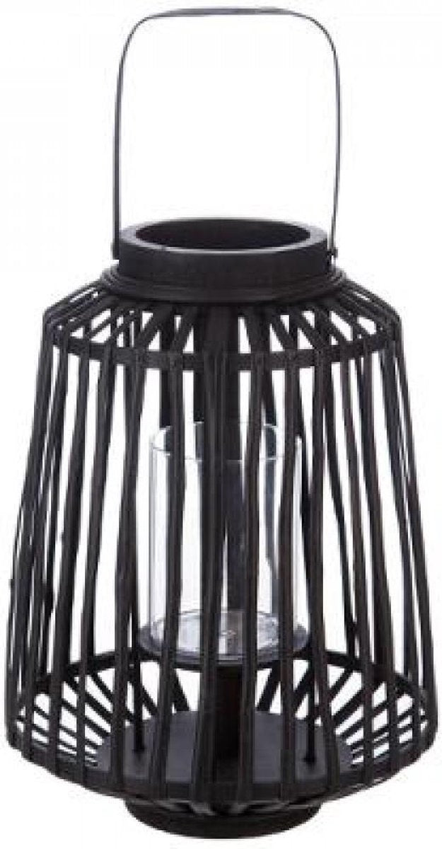 photophore - lanterne - rotin - noir - hauteur 40 cm
