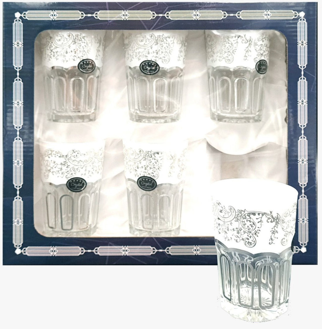 Verres à thé à motif argenté