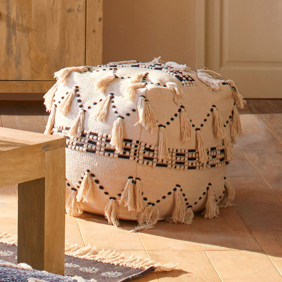 Pouf blanc en coton