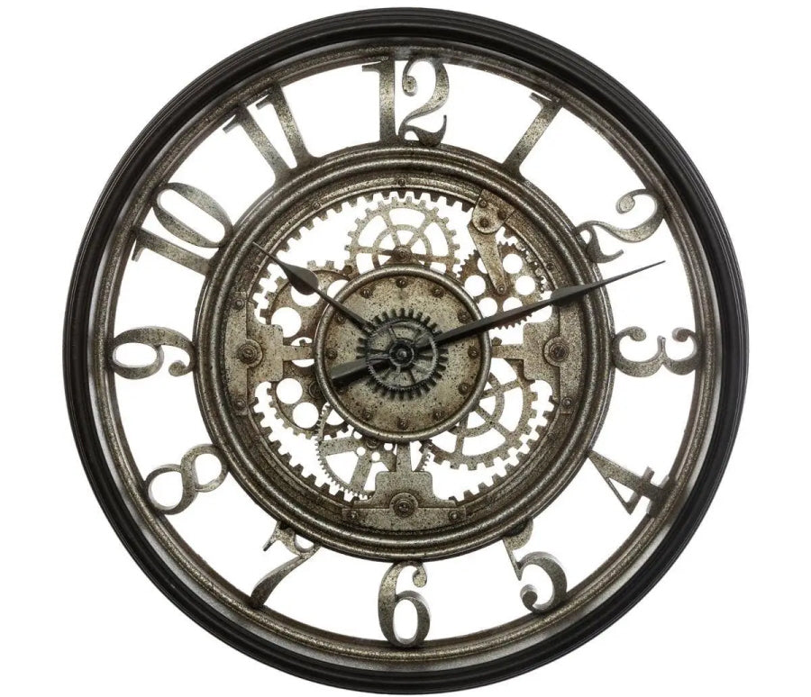 Horloge mural industriel Ø51 cm - Marron