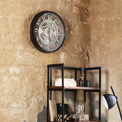 Industrielle Wanduhr Ø51 cm - Braun