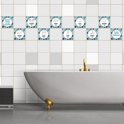 Woedoe badkamer sticker blauw