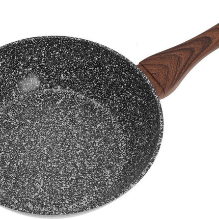 Wokpfanne mit Deckel - Granit / Holz - 24 cm