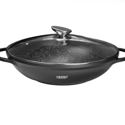 Wokpan Ø 40 cm - Marmeren coating - Glazen deksel
