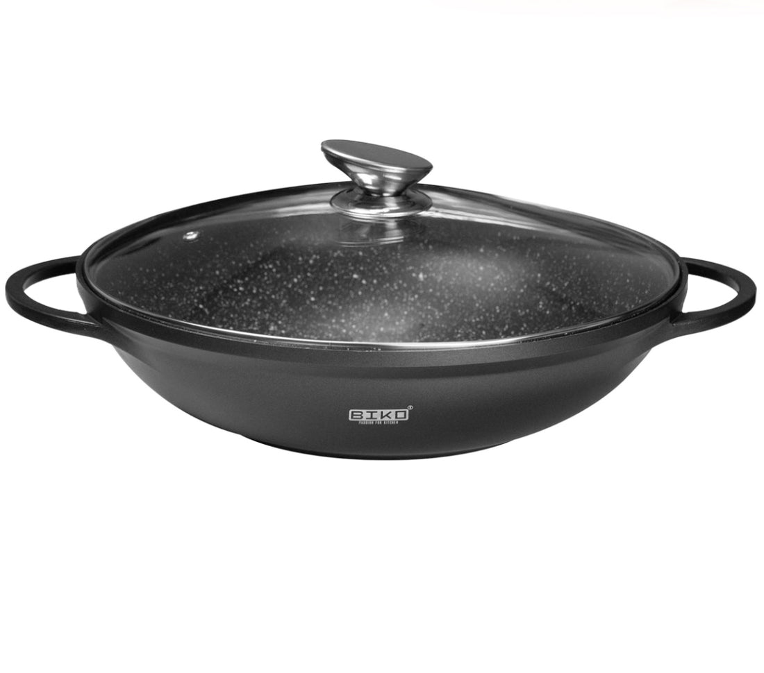 Wok pan Ø 40 cm - Marble coating - Glass lid