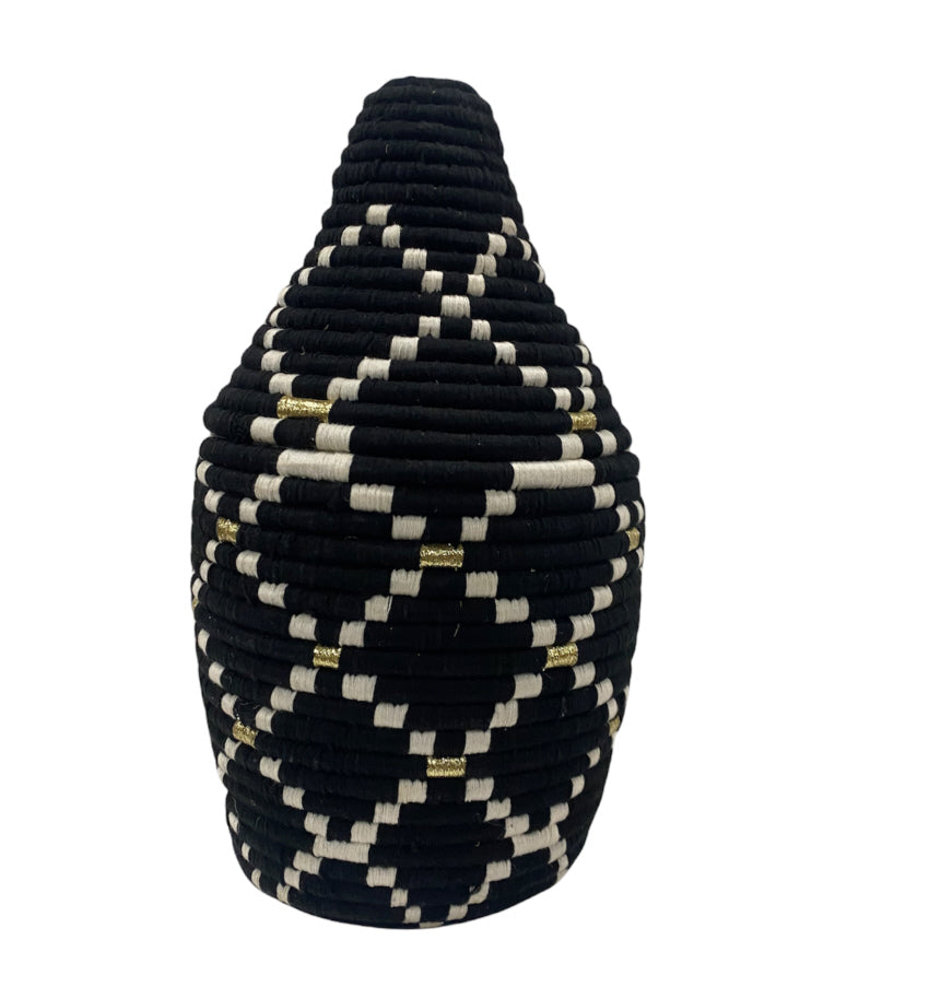 Laine berber panier noir et or
