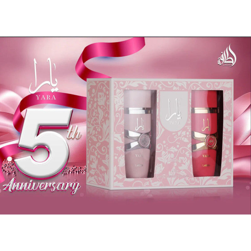 Lattafa Yara 5th Anniversary Edition : Coffret Cadeau Yara 100ml & Yara Candy 100ml
