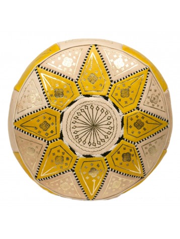 Pouf marocain jaune/blanc