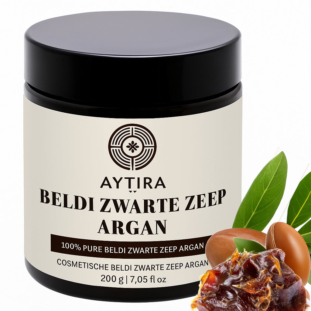 Aytira beldi zwarte zeep met argan – Marokkaanse olijfzeep, 200 g