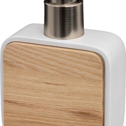 Zeeppompje/zeepdispenser - wit - 10 x 15 cm - 200 ml - bamboe