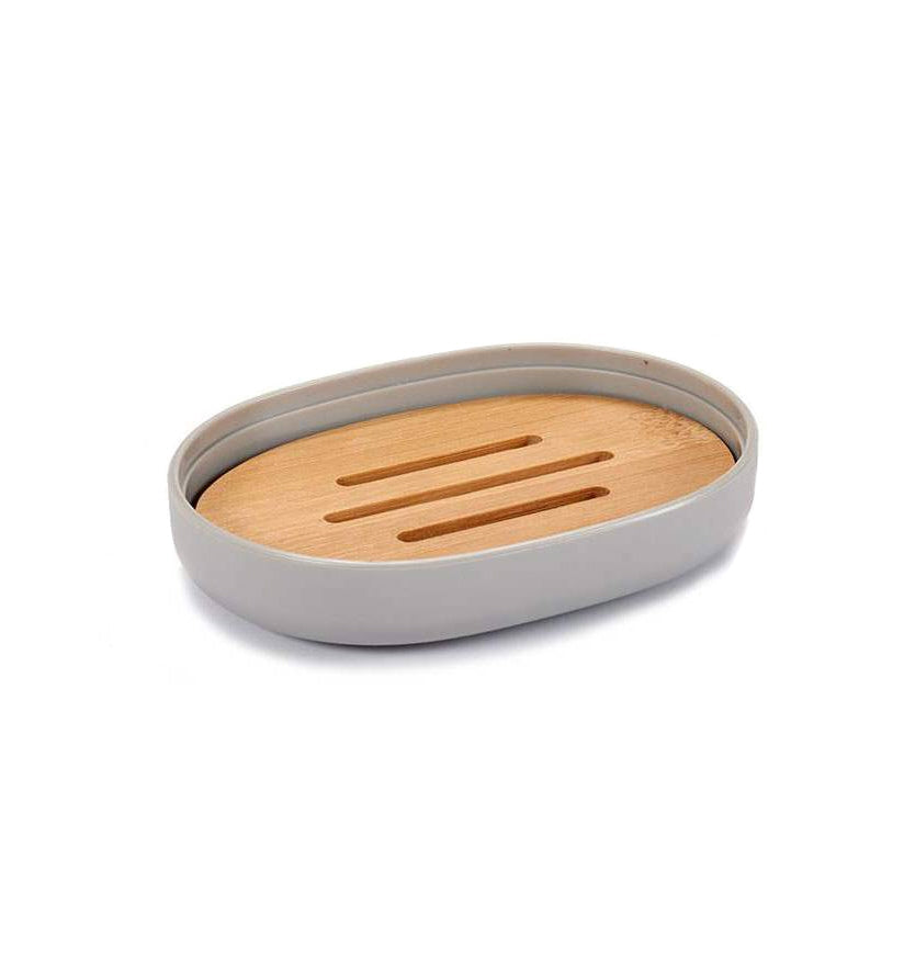 Porte-savon Gris et Bambou