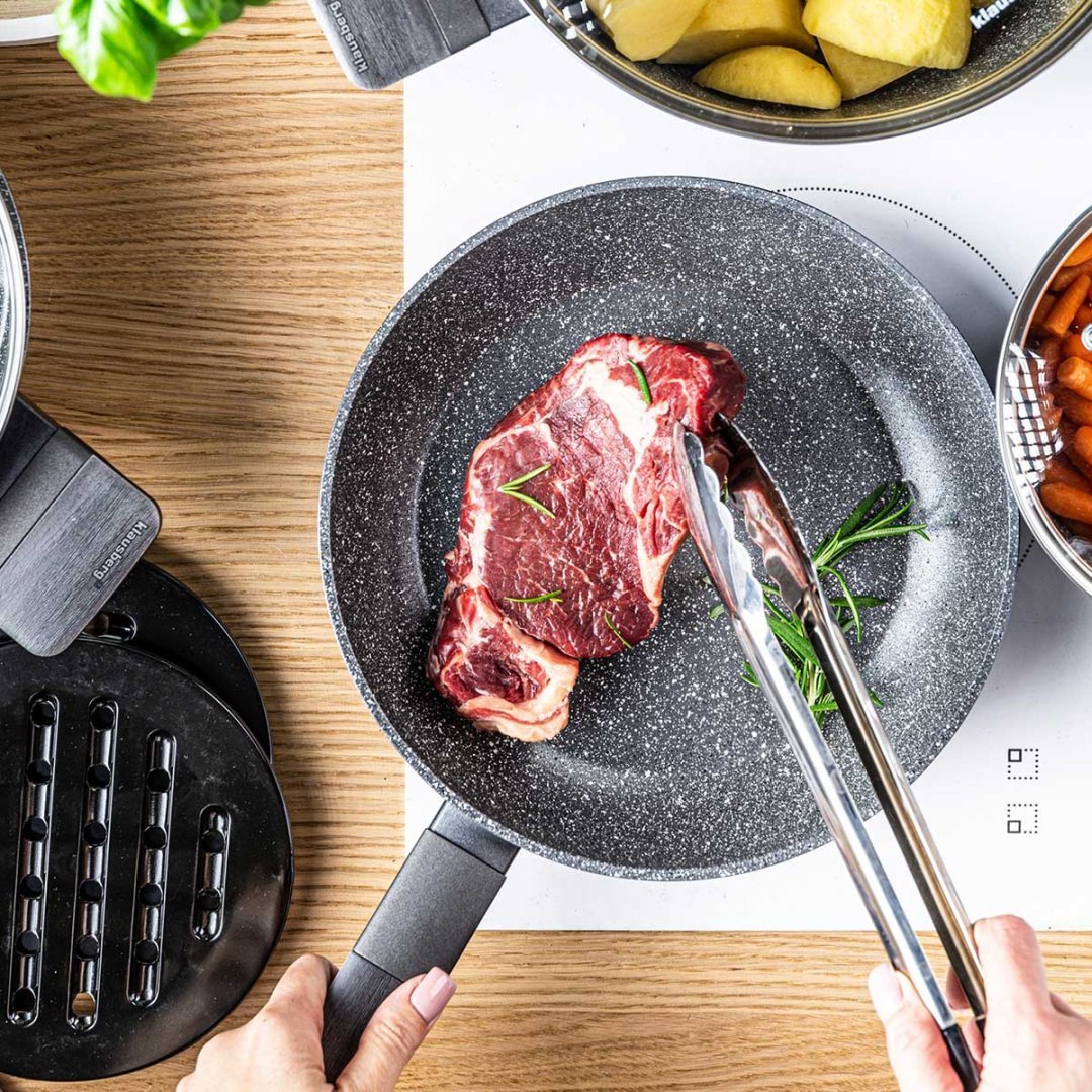Klausberg 12-delige pannenset met marmeren coating – grijs, glazen deksels – foto 8