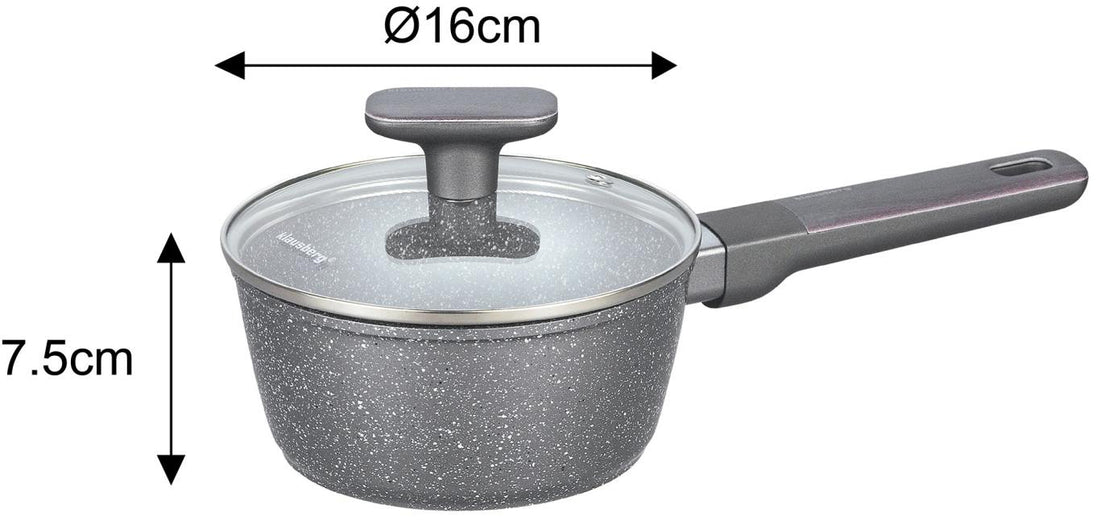 Klausberg 12-delige pannenset met marmeren coating – grijs, glazen deksels – foto 4