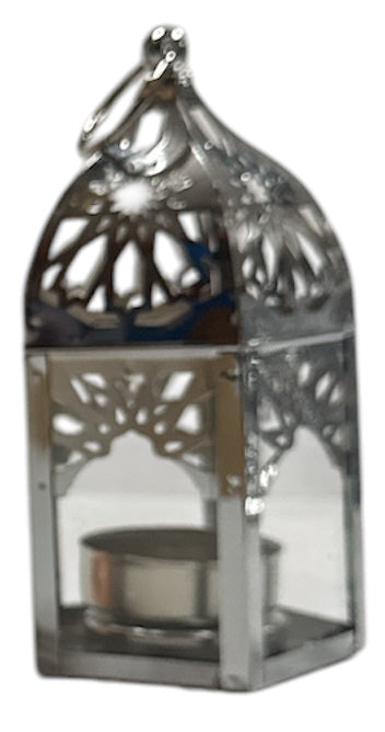 Oosterse mini metalen lantaarn – kaarsenhouder 13 cm, zilver, goud of koper – foto 2