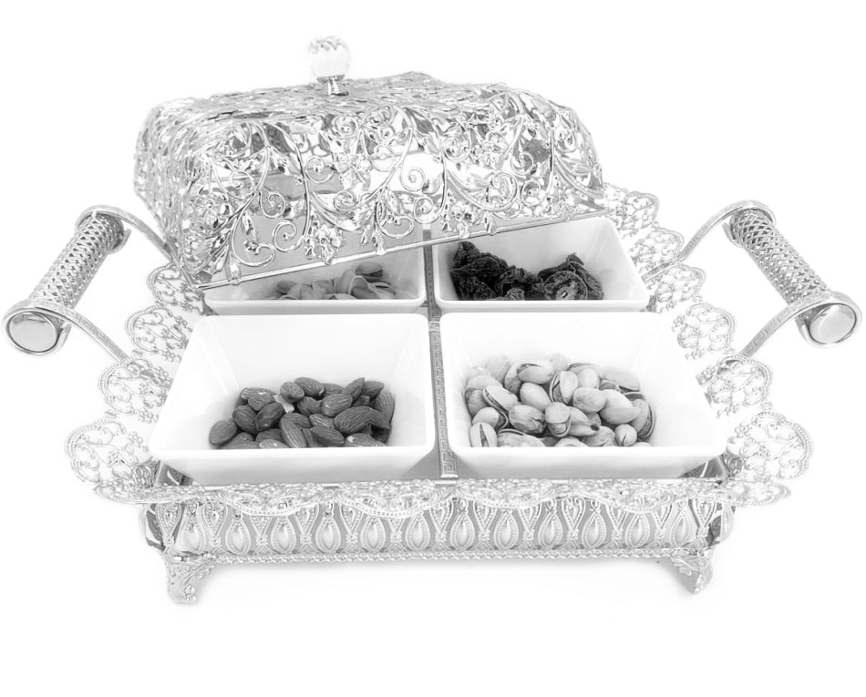 Boîte à bonbons Coupe de noix - bonbonnière - argent