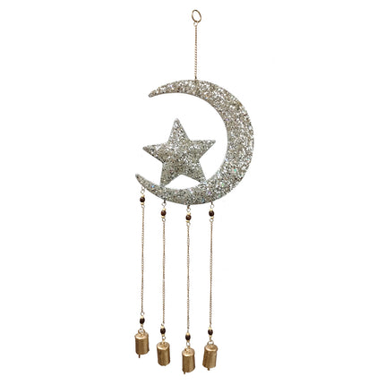 Silberner Metall Mond und Stern Mobile Anhänger