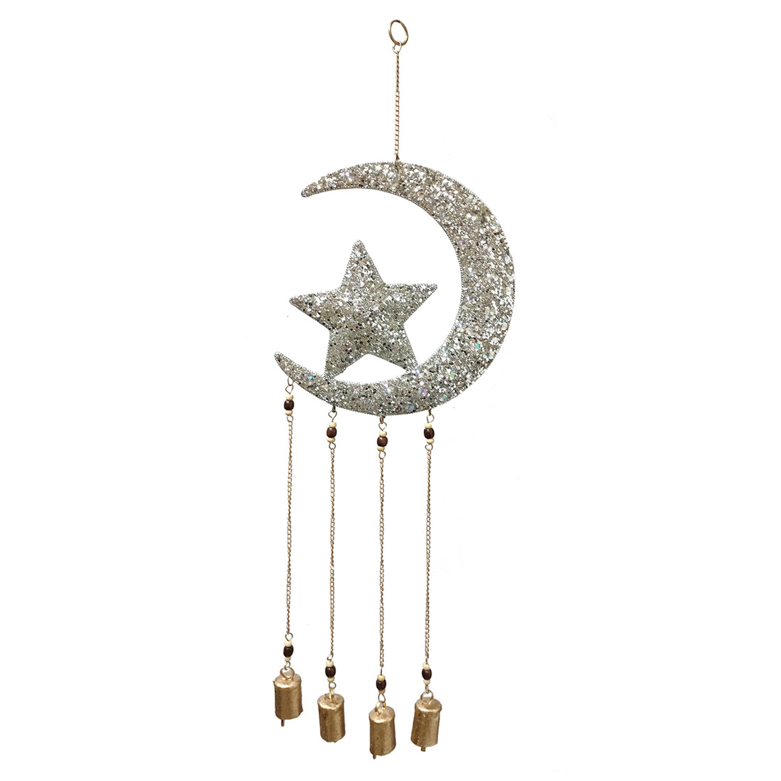 Silver Metal Moon and Star Mobile Hanging