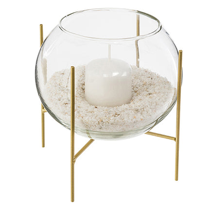 Kerzenhalter – Gold – inkl. Kerze/Sand – Ø 14 cm