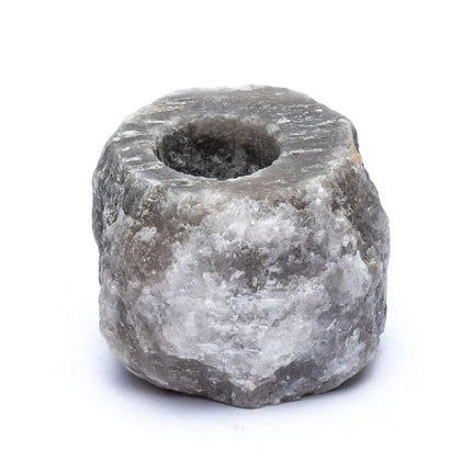 Himalayasalz Teelichthalter - Stimmungslicht grau