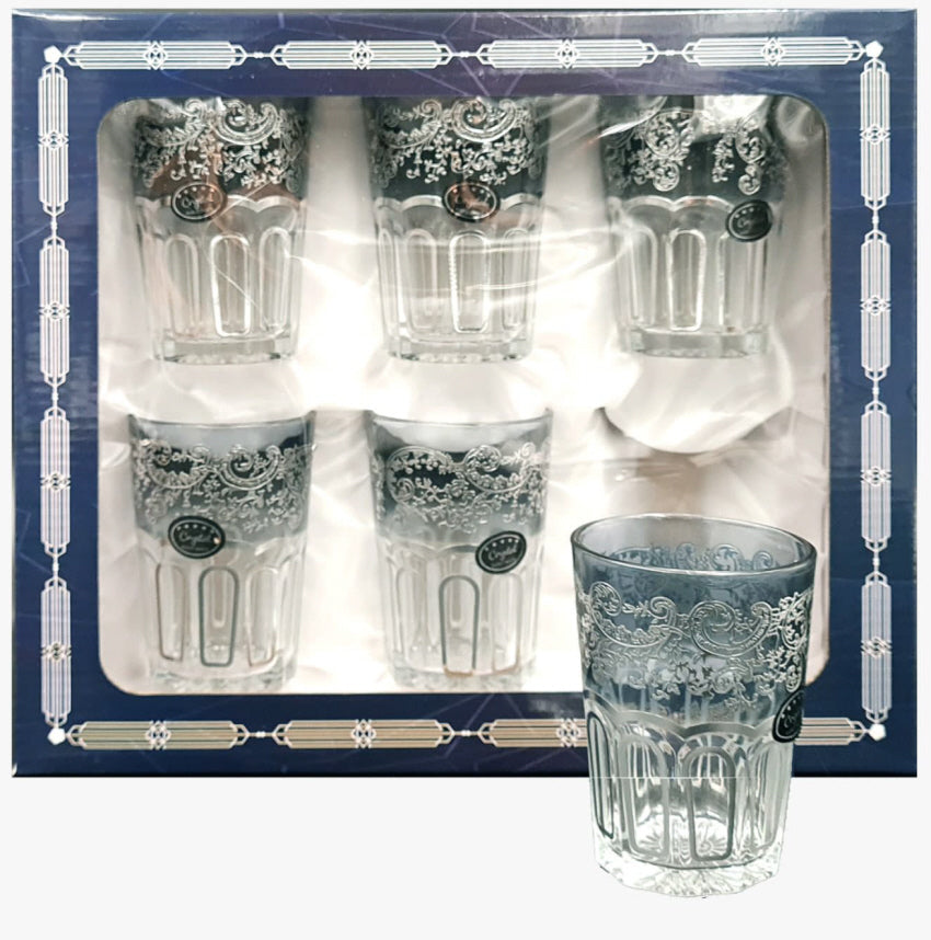 Verres à thé à motif argenté