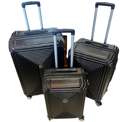 3-teiliges Kofferset - Hartschalenkoffer-Trolley-Set mit TSA-Schloss, schwarz