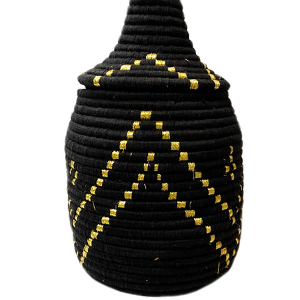 Wolle Berberteppich schwarz und gold