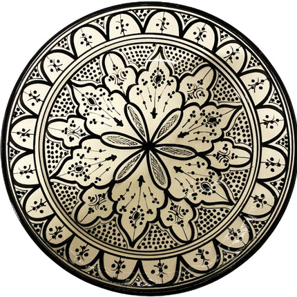 Marokkanische Keramik schwarz/weiße Schale 35 cm