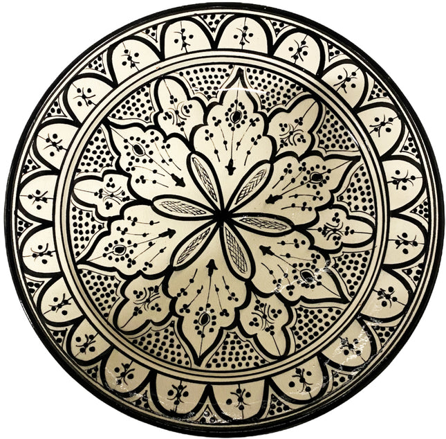 Marokkaans aardewerk zwart/wit schaal 35 cm