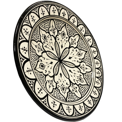 Marokkanische Keramik schwarz/weiße Schale 35 cm