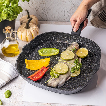 Klausberg - Zwart Marmeren koeken grill pan - 28 cm - zwart